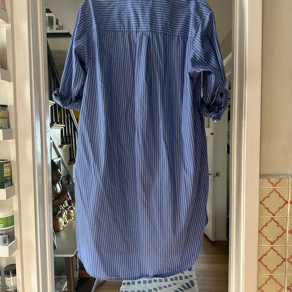 Blue/ white pinstriped oversized shirt dress/tunic - Picture 3 of 4